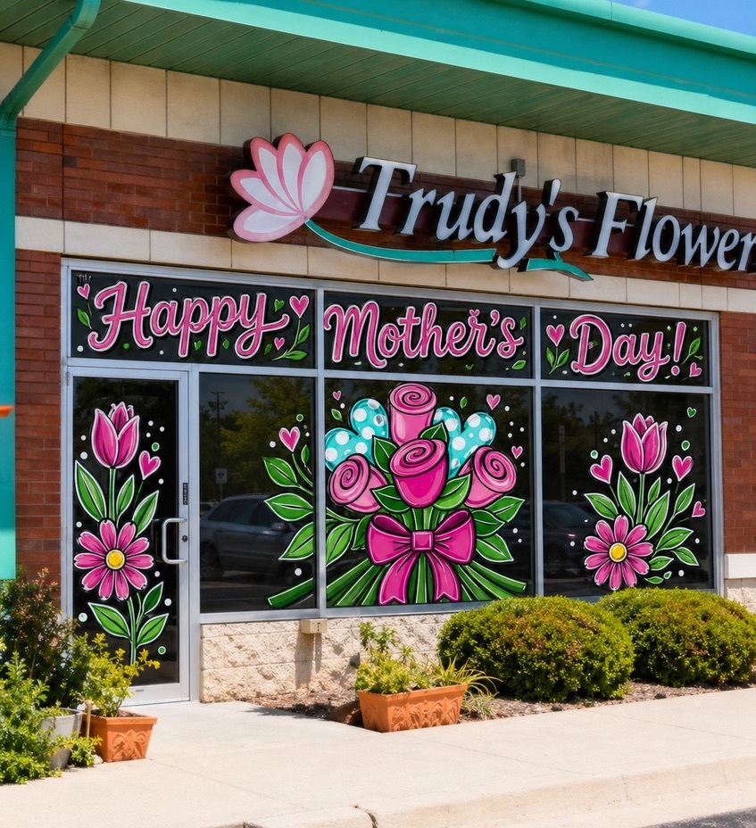 Colorful Mother's Day flower shop display