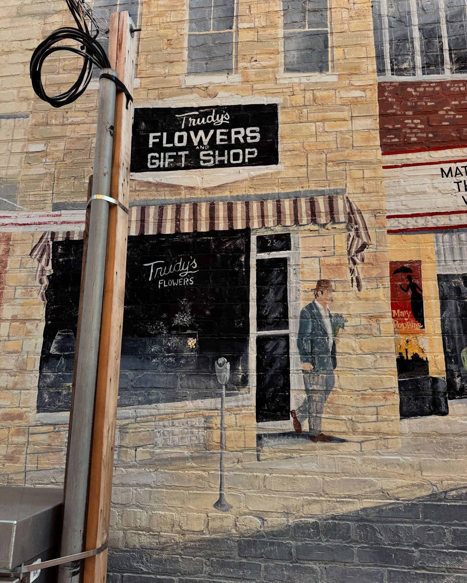 Mural of a flower shop storefront