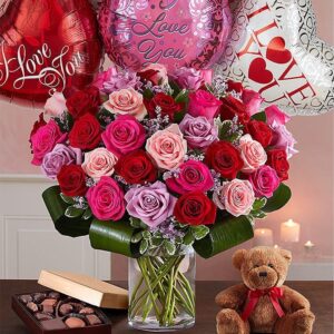 Over The Top For You (Includes 50 Roses and 3 Mylar Balloons)