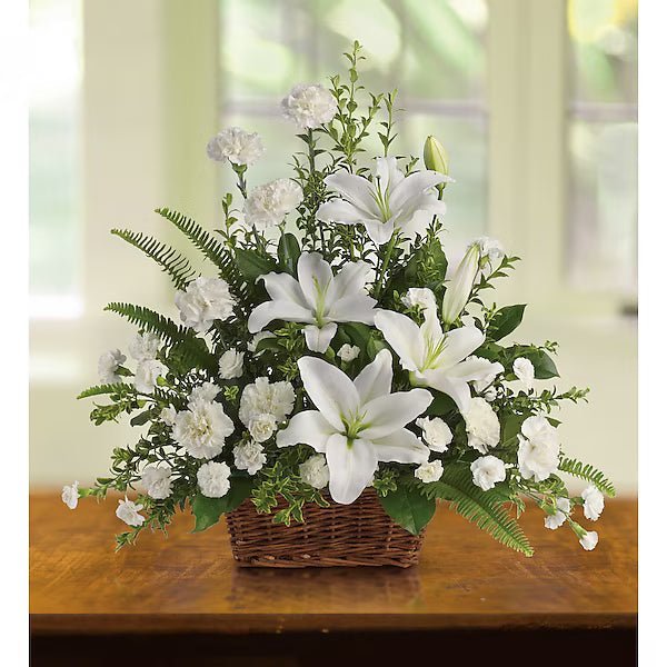 Peaceful White Lilies Basket - Image 2