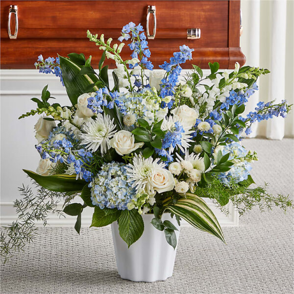 Beautiful blue and white floral arrangement