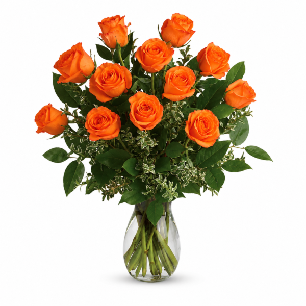 Bouquet of vibrant orange roses